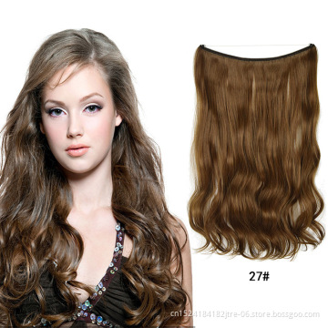 20 inch Invisible Wire No Clip One Piece Hair Extensions Secret Fish Line Hairpieces Silky Straight natural Synthetic